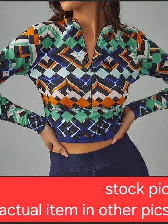 Anthropologie Tops - NWT Daily Practice by Anthropologie geometric printed zip-up top Size M